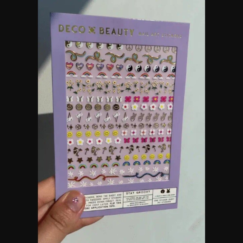 🔥3/$30 NIP Deco Miami Beauty Stay Groovy Nail Art Stickers Full Size Sheet - Picture 5 of 6